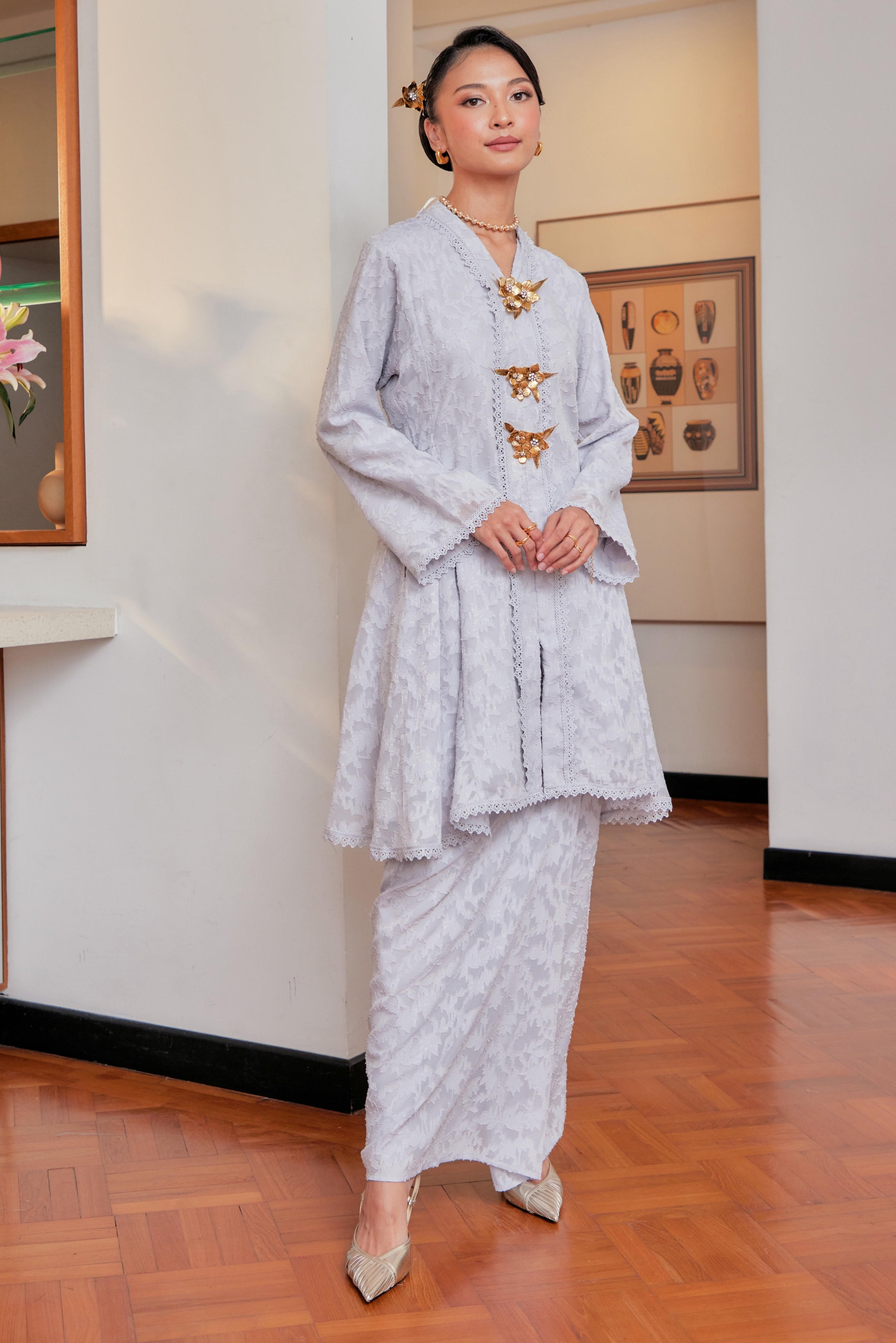 Jacquard Lace Kebaya Riau Set (Full Lining)