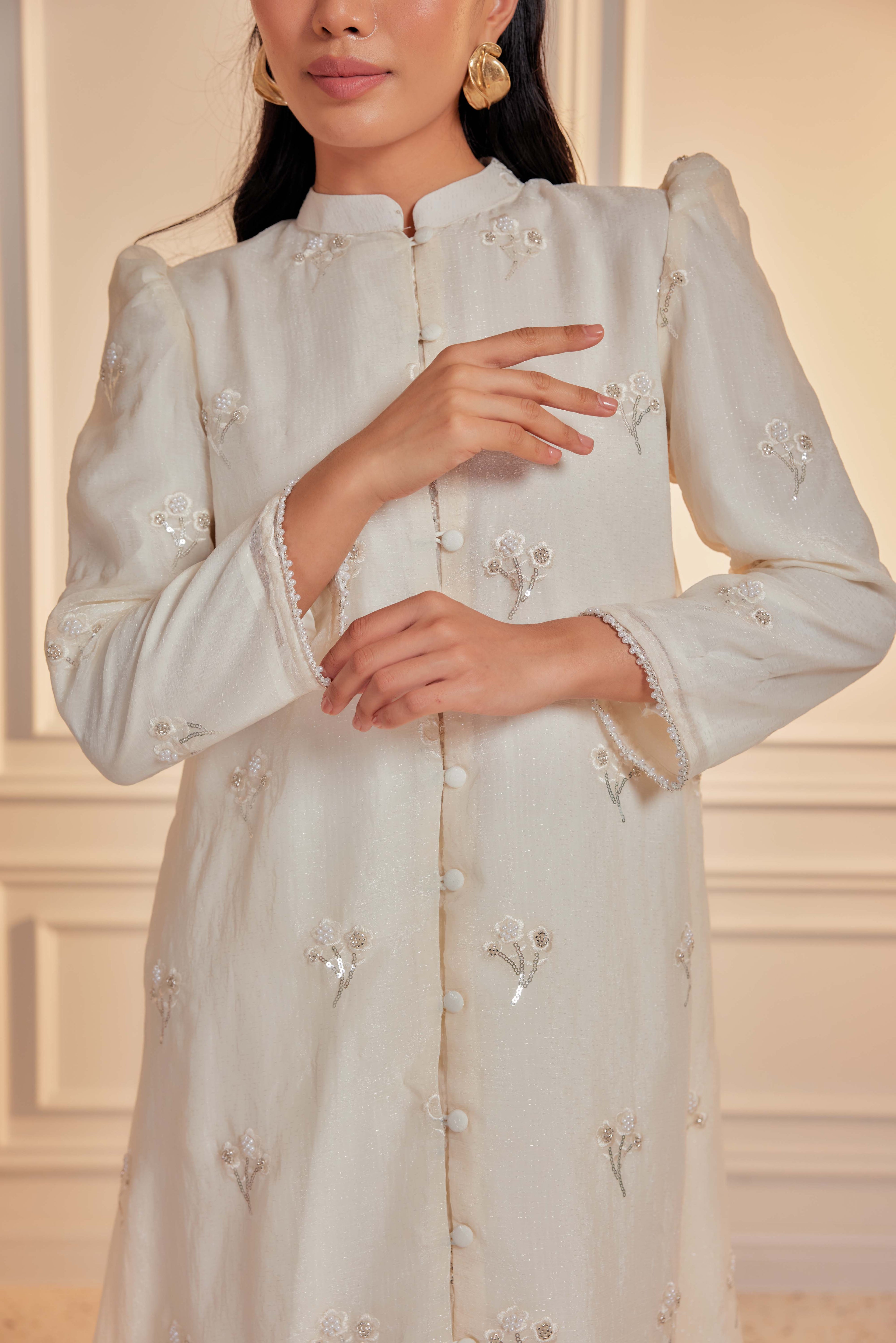 Klasik Vanilla - Mutiara Embellished Kebarung Set (Full Lining)