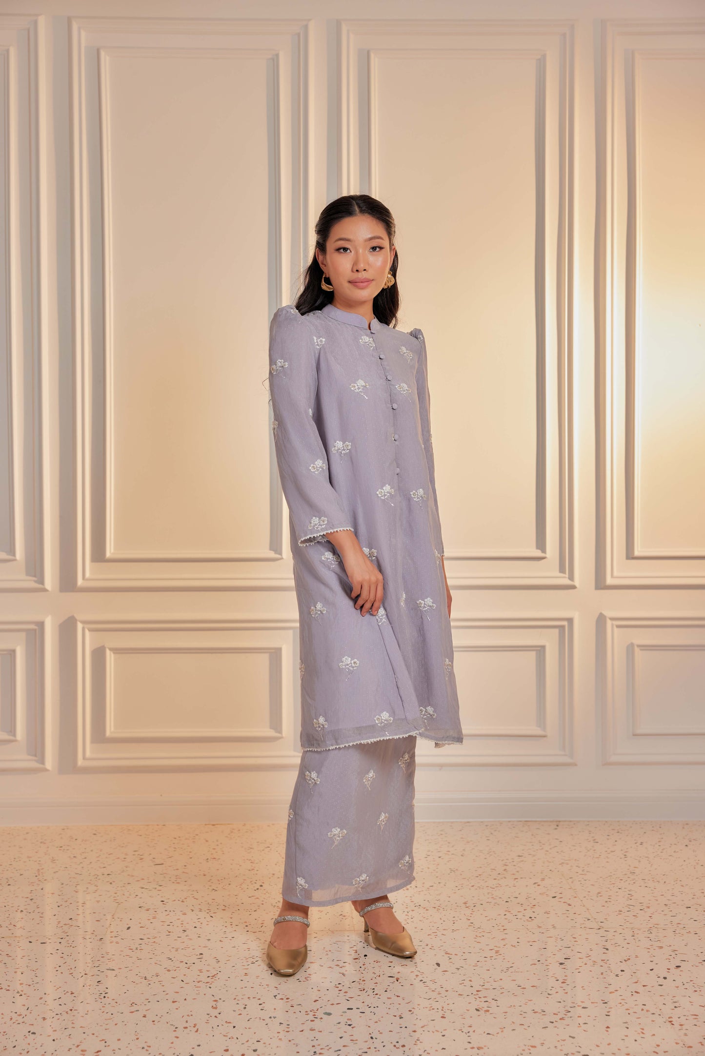 Perak - Mutiara Embellished Kebarung Set (Full Lining)