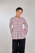 07 - Berry Chantilly - Memento Pleated Lace-Up Cotton Top