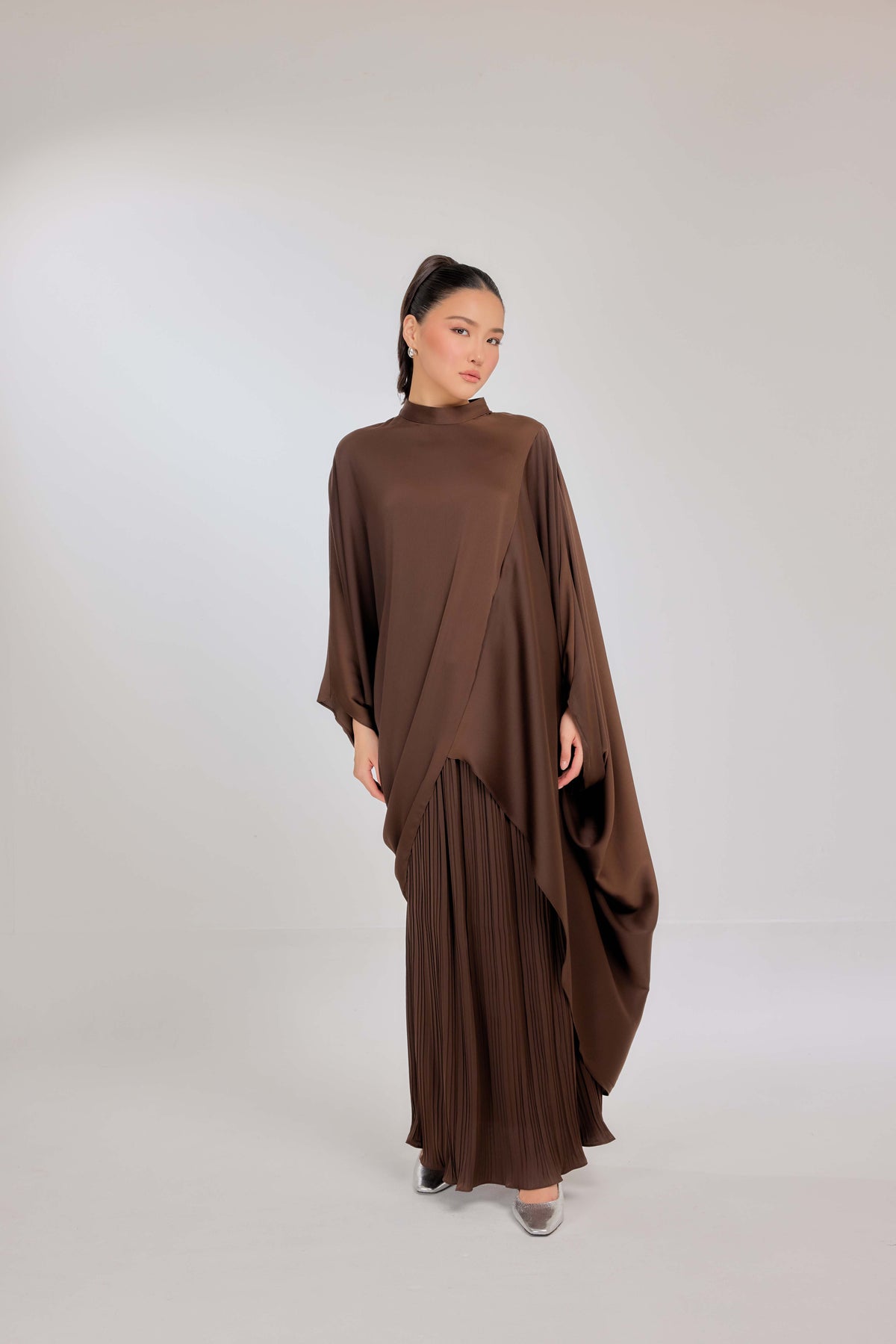 05 - Tiramisu - Chanela Full Sleeve Kurung with Pleated Skirt Set