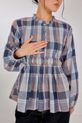06 - Cambridge Blue - Memento Pleated Lace-Up Cotton Top