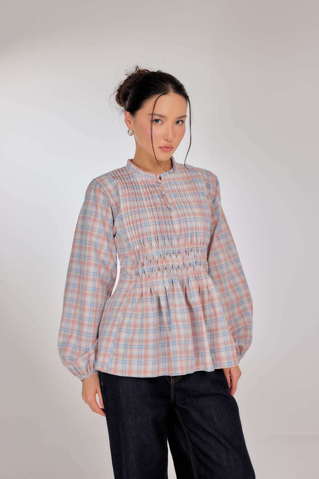 05 - Pastel Taffy - Memento Pleated Lace-Up Cotton Top