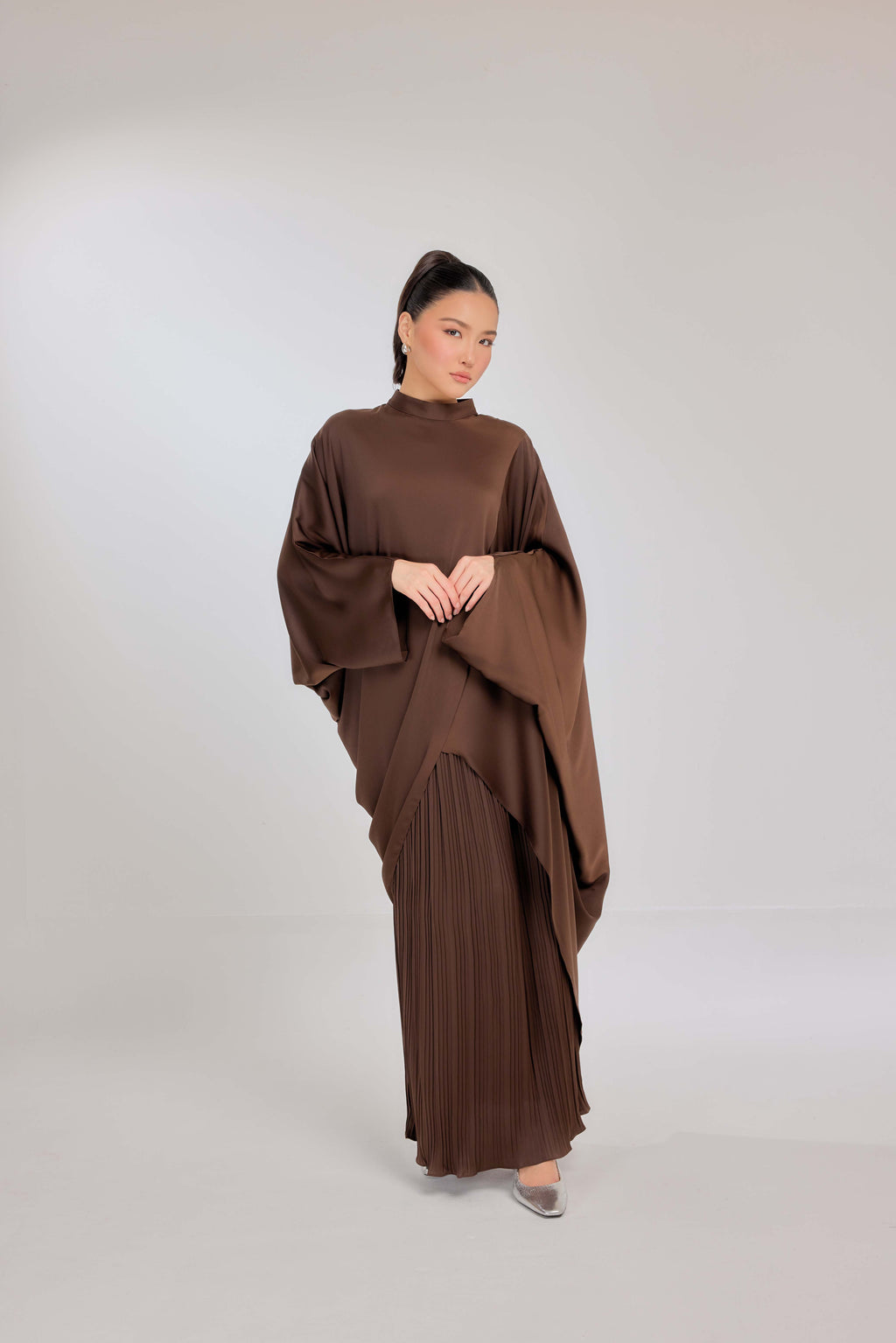 05 - Tiramisu - Chanela Full Sleeve Kurung with Pleated Skirt Set
