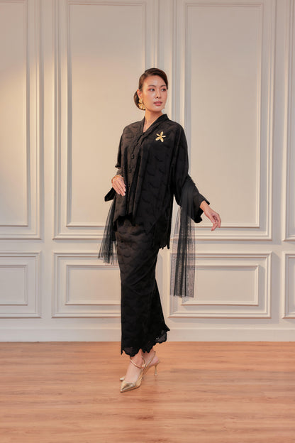 Black Baccara - Indah Ratu Embroidery Kebaya (Fully Lined)