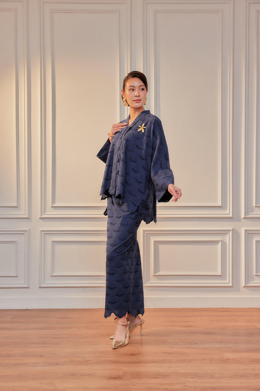 Sapphire Blue - Indah Ratu Embroidery Kebaya (Fully Lined)