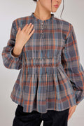 04 - Mauve Ash - Memento Pleated Lace-Up Cotton Top