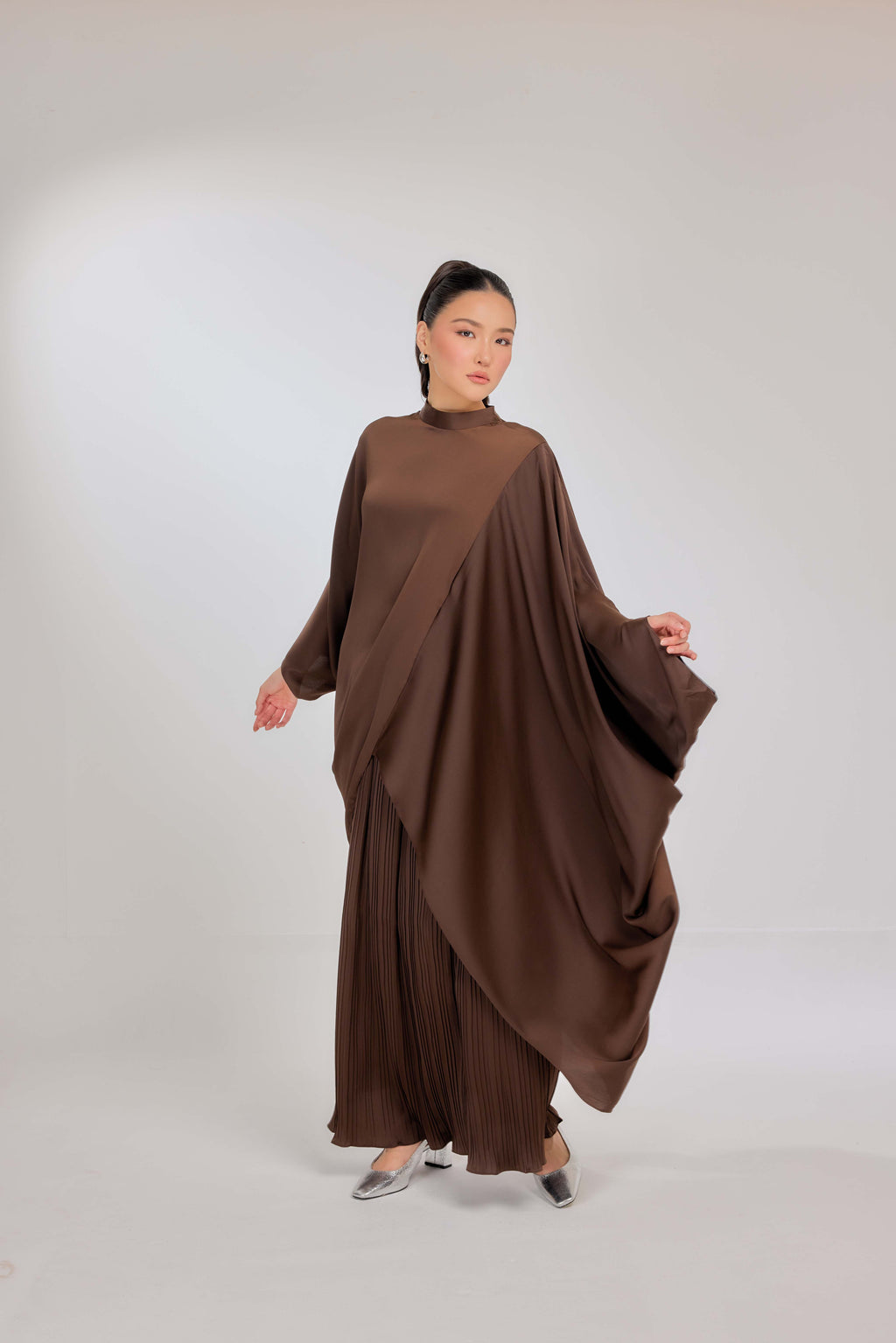 05 - Tiramisu - Chanela Full Sleeve Kurung with Pleated Skirt Set