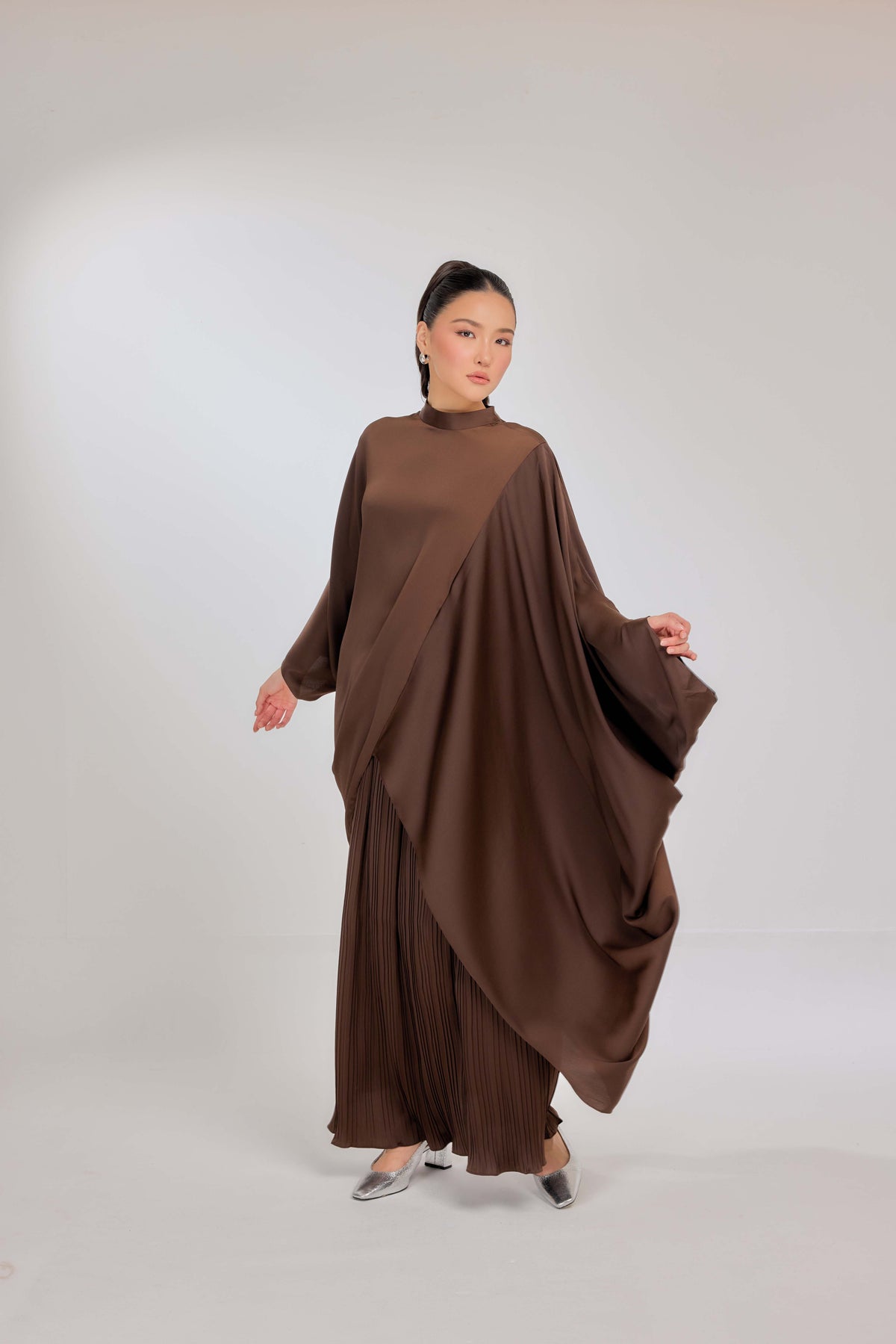 05 - Tiramisu - Chanela Full Sleeve Kurung with Pleated Skirt Set