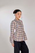 03 - Heritage Oat - Memento Pleated Lace-Up Cotton Top