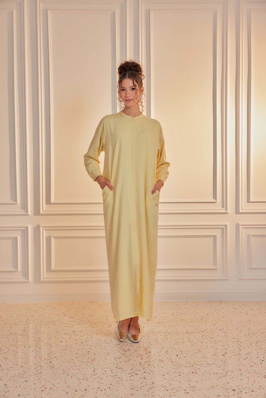 100% Cotton Grid Shirt Dress - Vanilla Custard
