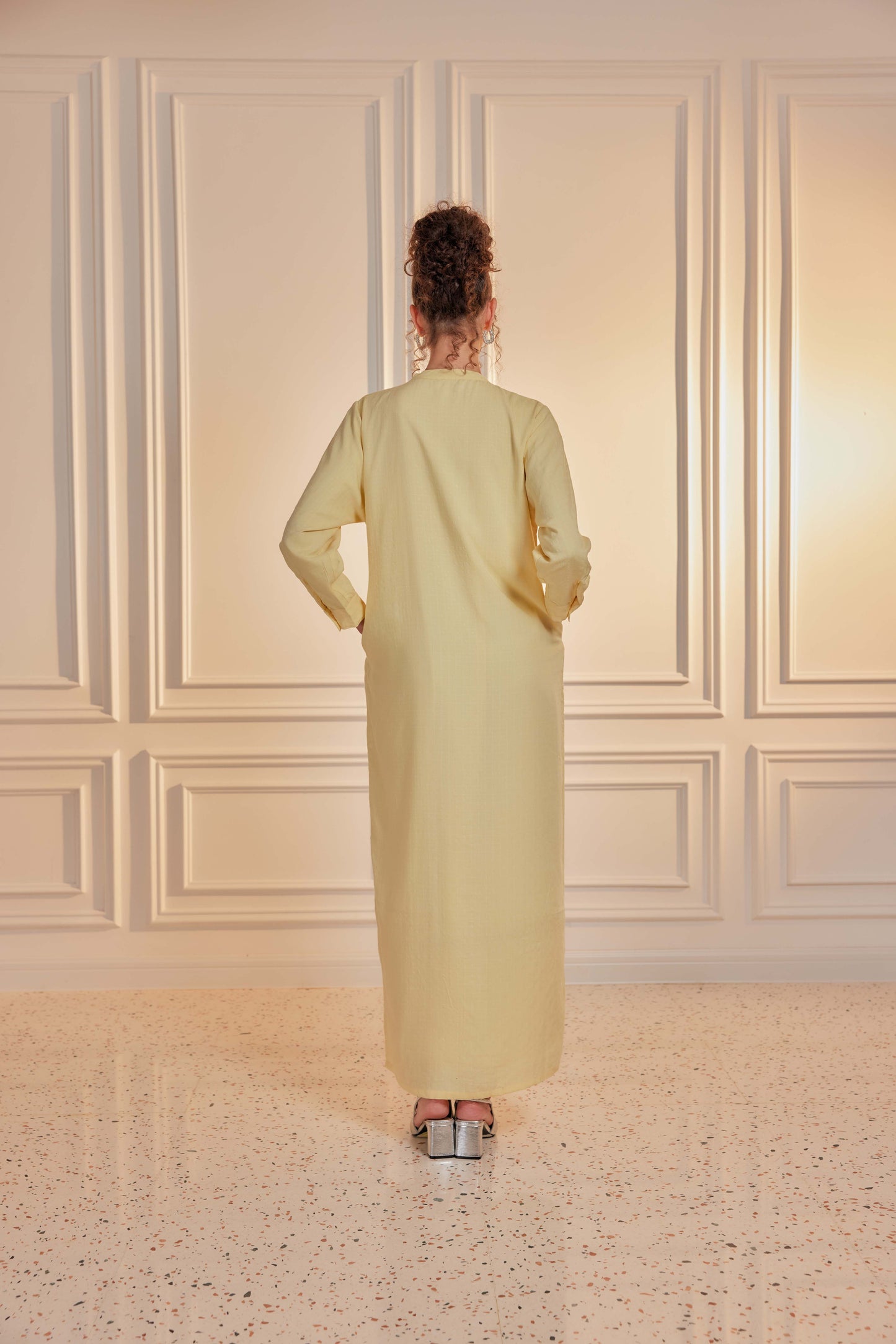 100% Cotton Grid Shirt Dress - Vanilla Custard