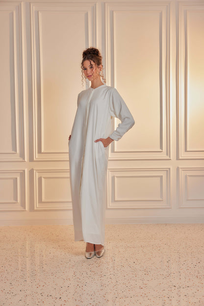 100% Cotton Shirt Dress - Off White (Full Lining)
