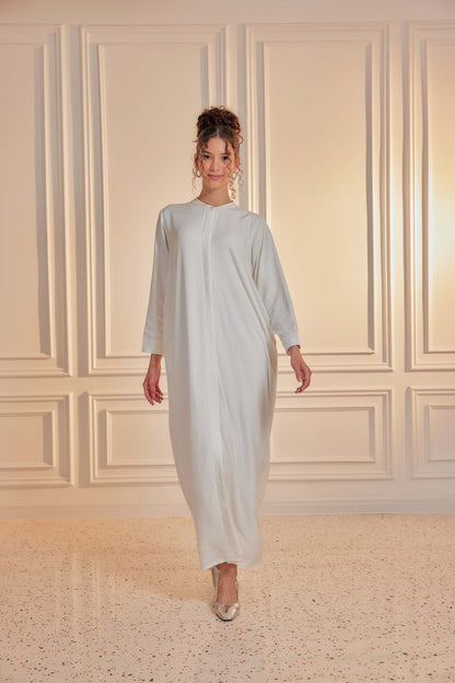 100% Cotton Shirt Dress - Off White (Full Lining)
