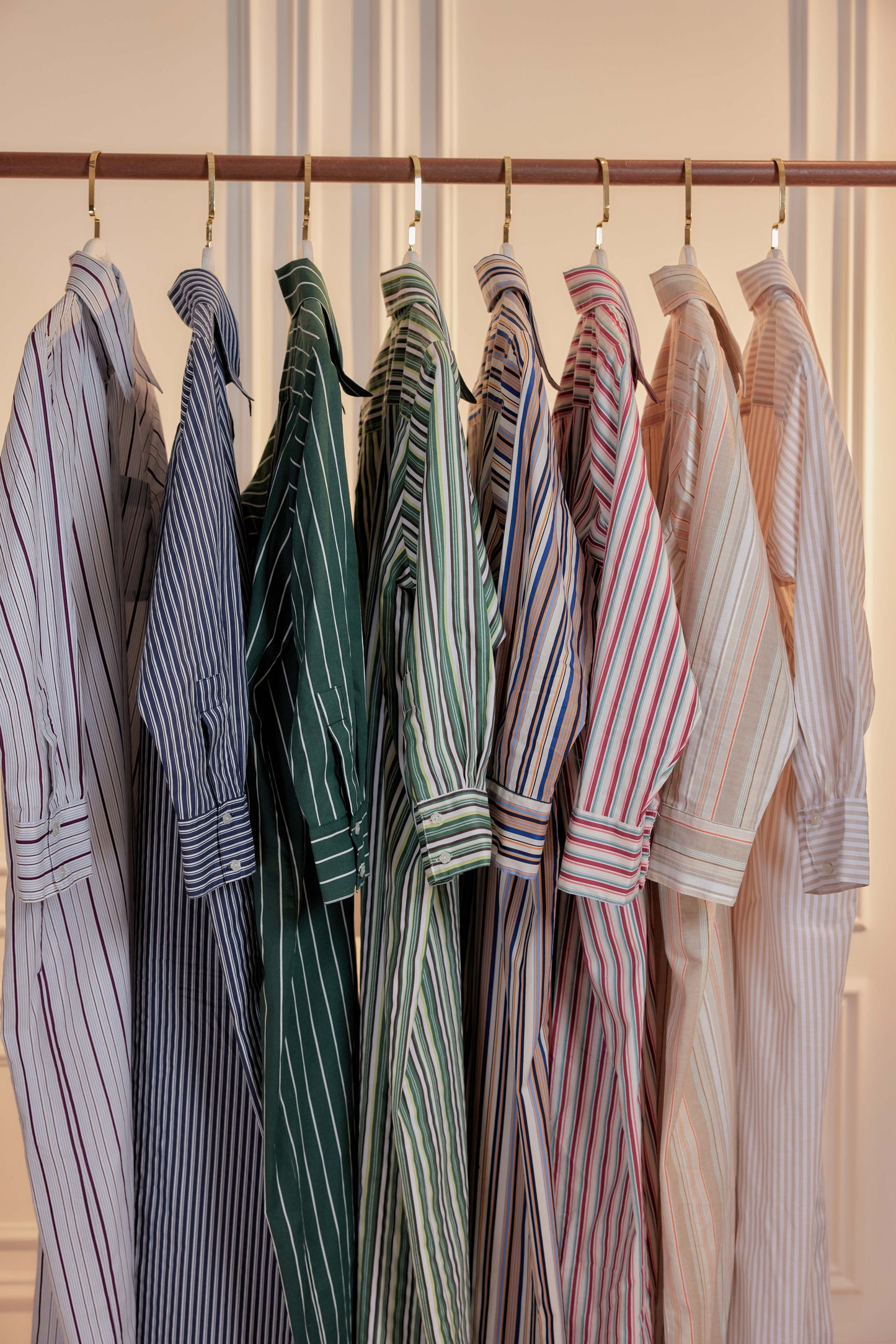 100% Cotton Striped Shirt Dress - Pistachio