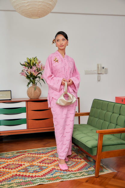 Begonia Pink - Indah Ratu Embroidery Kebaya (Fully Lined)