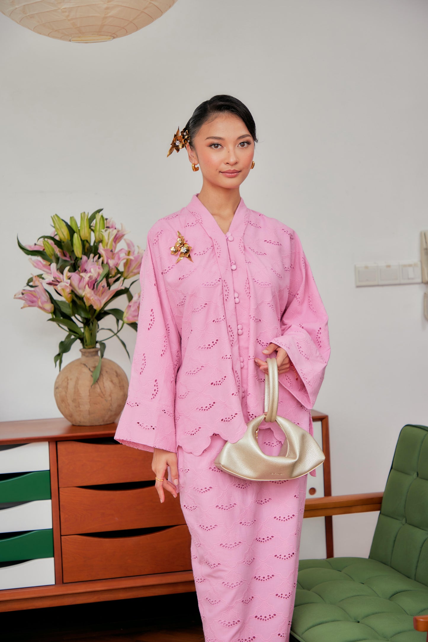 Begonia Pink - Indah Ratu Embroidery Kebaya (Fully Lined)