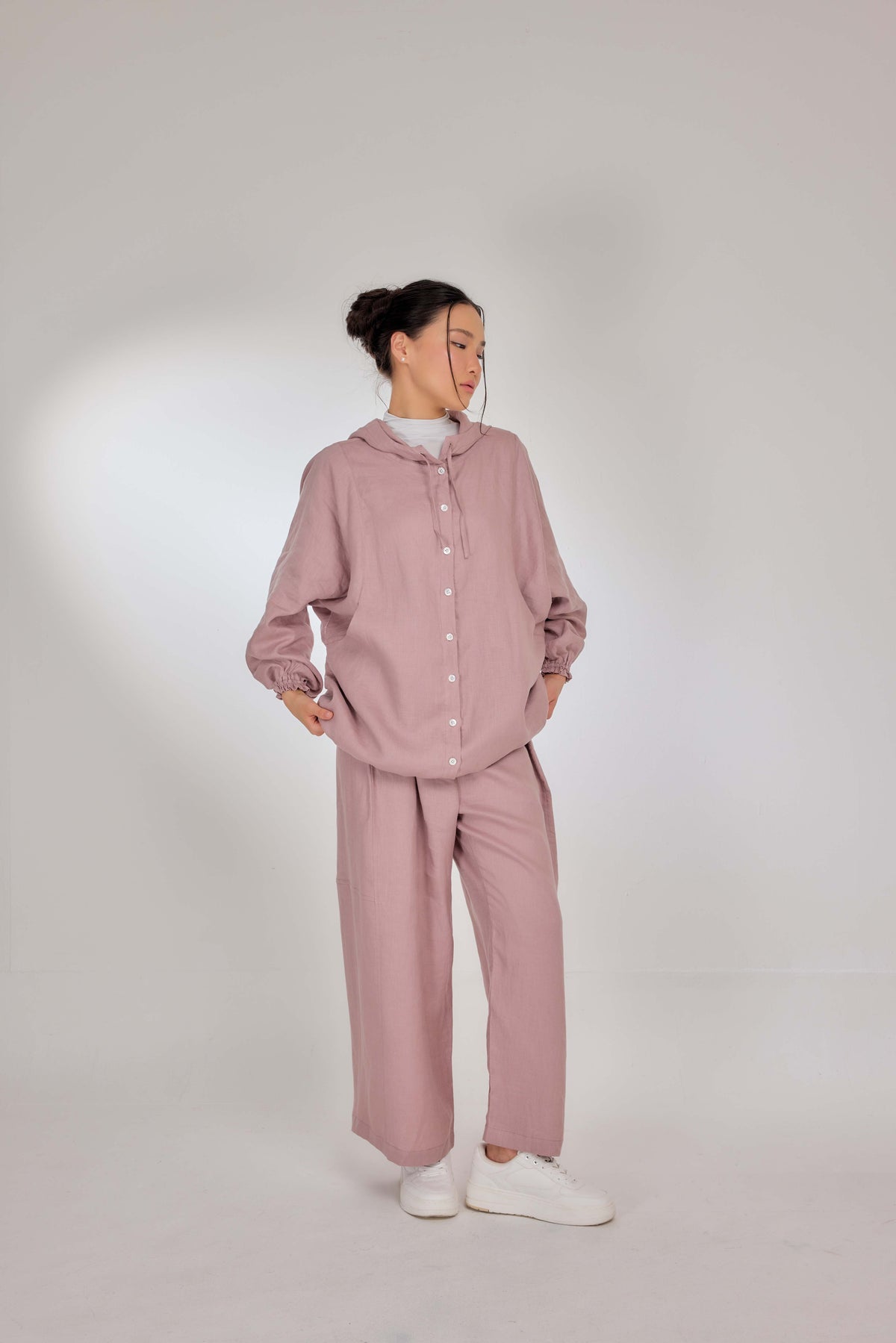 04 - Regal Purple - Pure Hemp Linen Button-Up Hooded Jacket