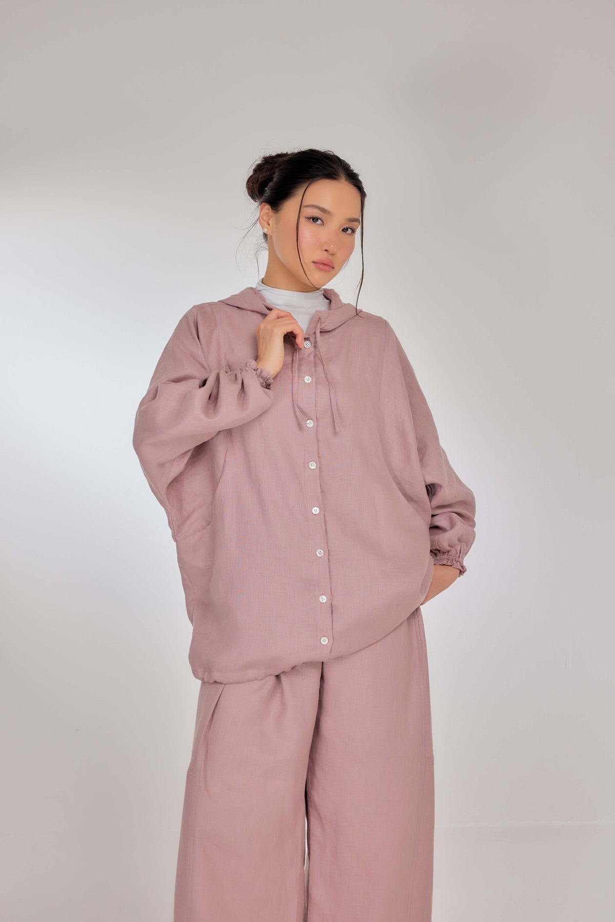 04 - Regal Purple - Pure Hemp Linen Button-Up Hooded Jacket