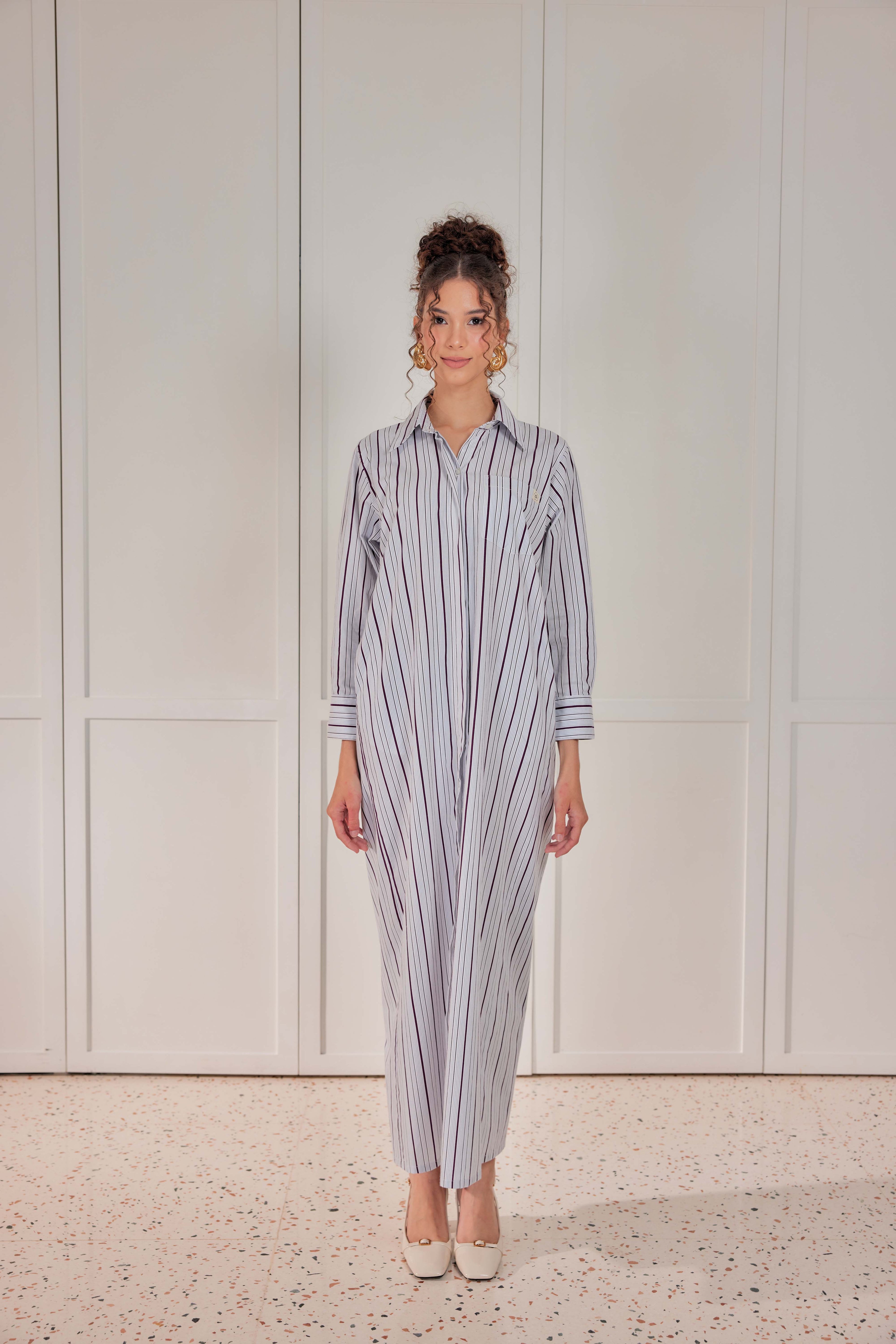 100% Cotton Striped Shirt Dress - Classic Layer Cake
