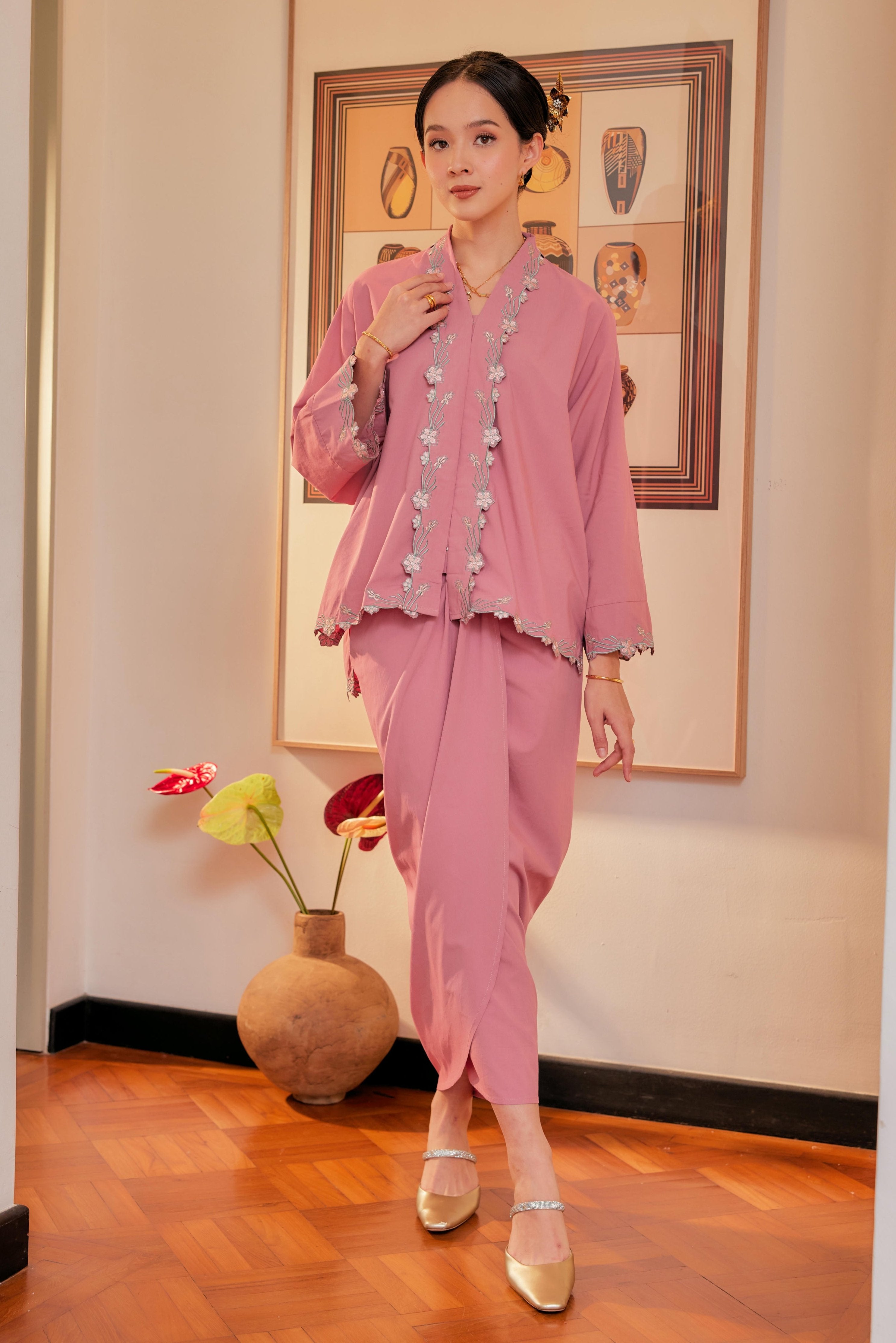 Indah Melur Sulam Kebaya Cotton Set