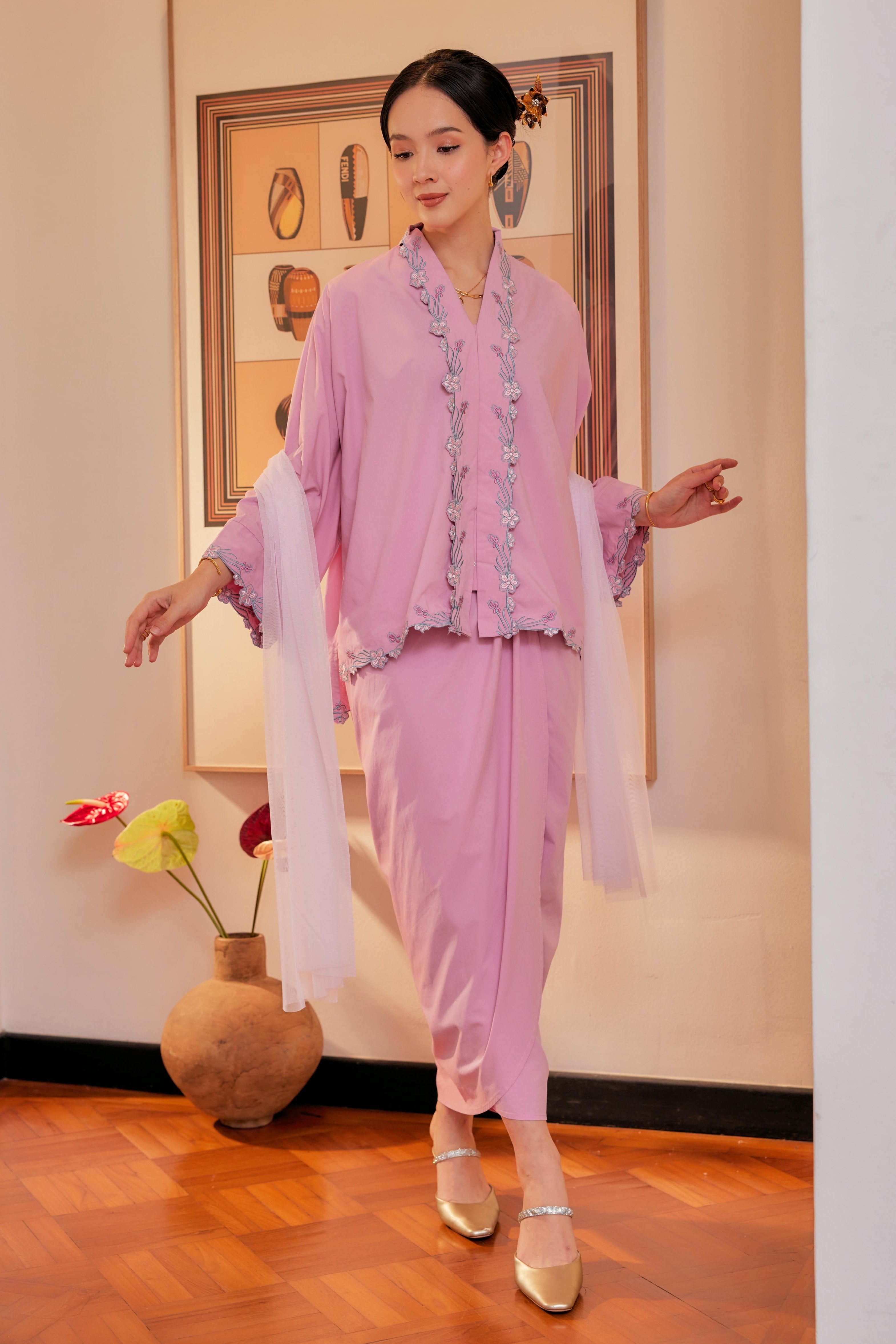 Indah Melur Sulam Kebaya Cotton Set