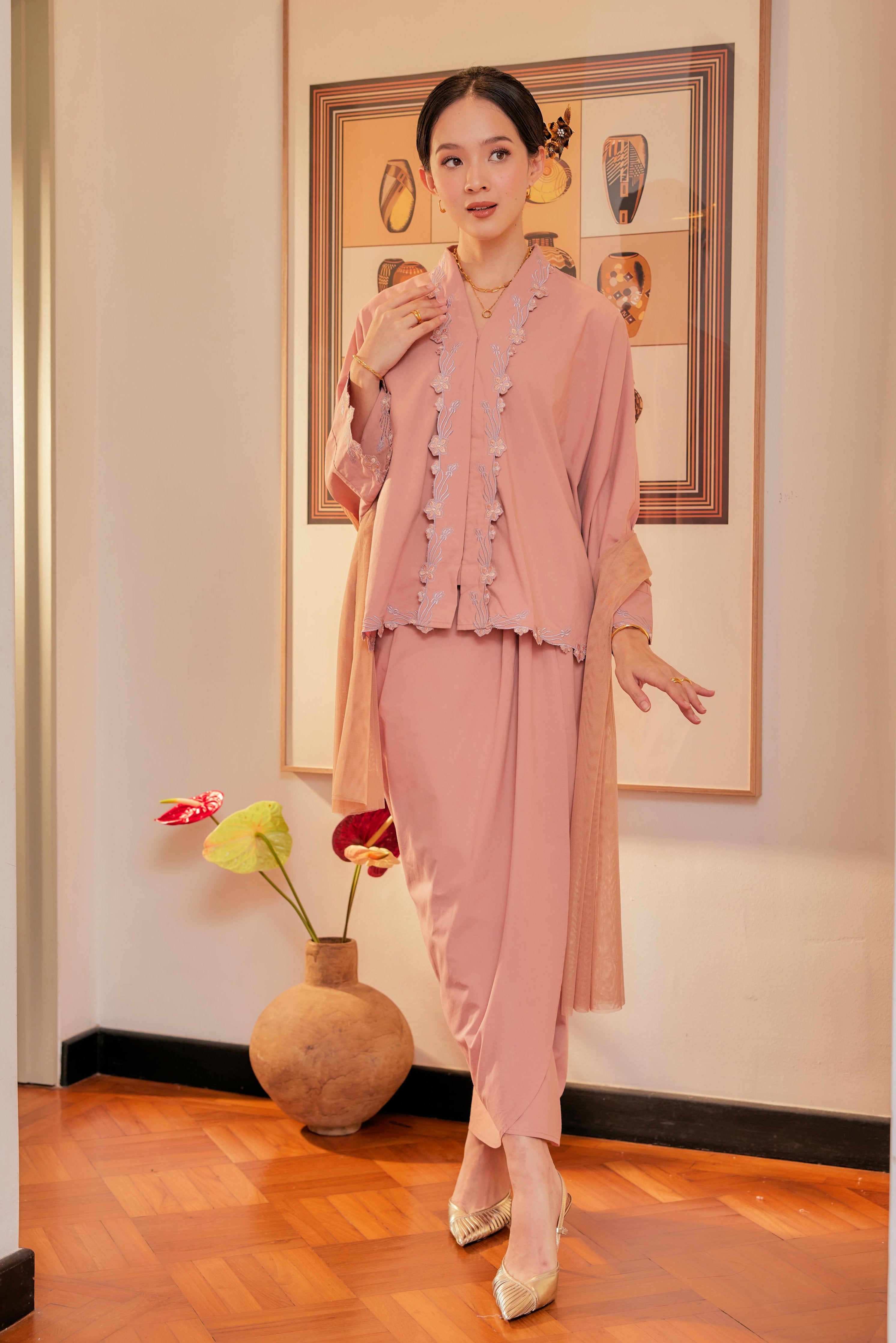 Indah Melur Sulam Kebaya Cotton Set