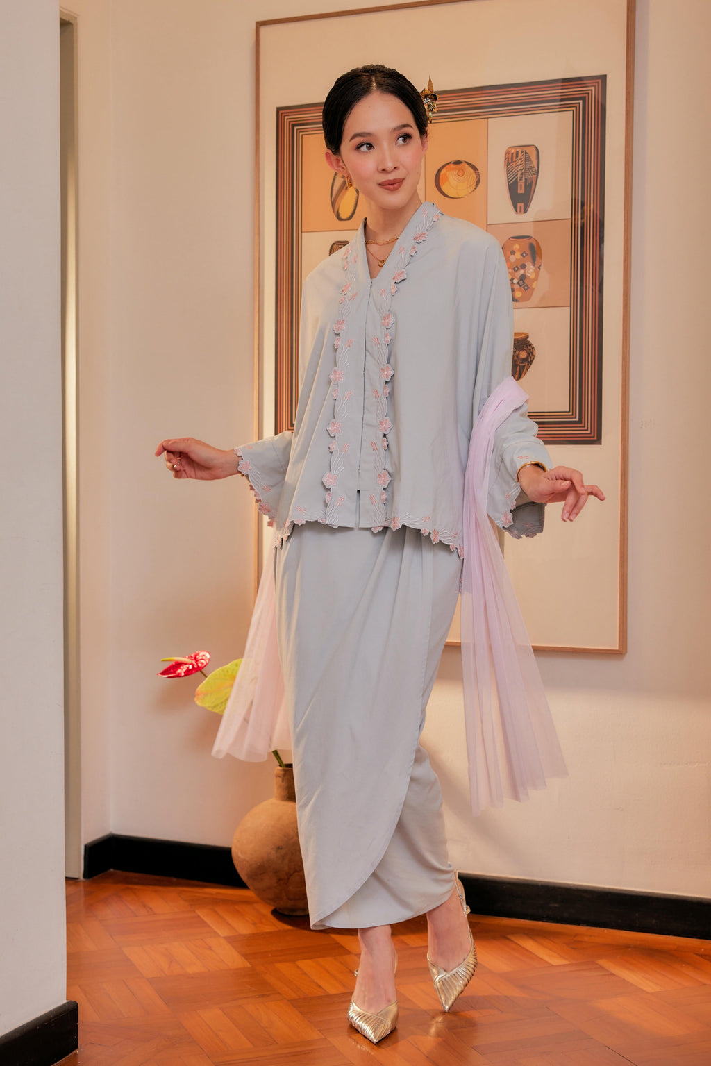 Indah Melur Sulam Kebaya Cotton Set