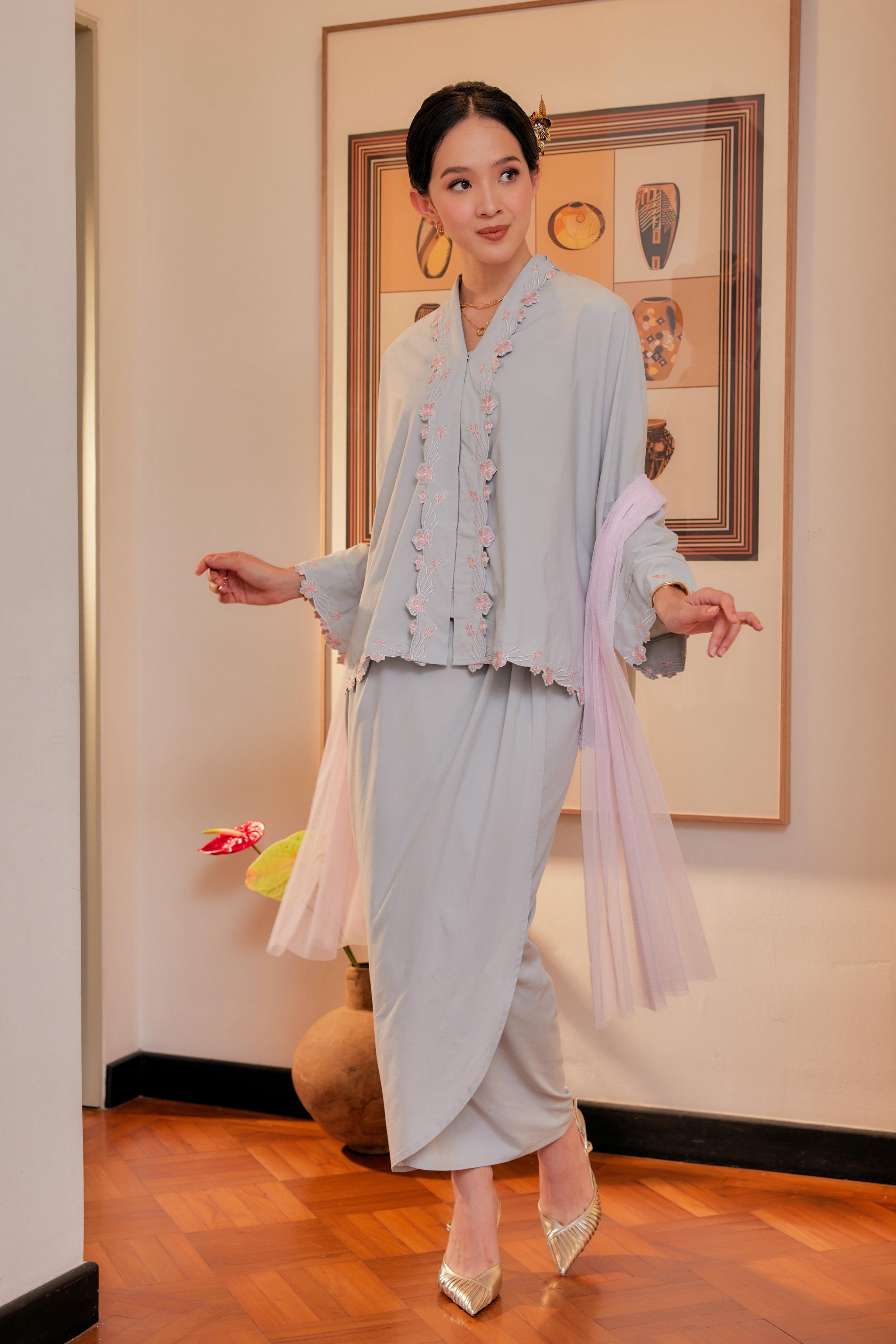 Indah Melur Sulam Kebaya Cotton Set