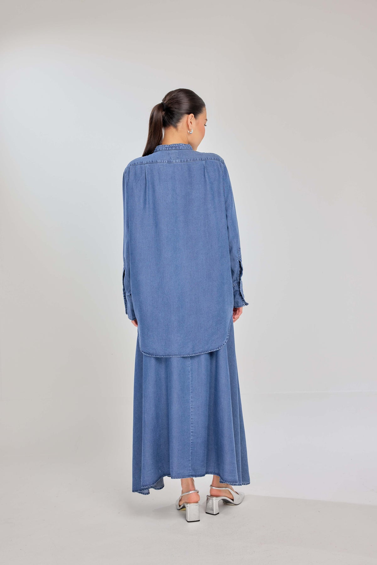 01 - Vintage - Classic Fit 100% Lyocell Denim Shirt with A-line Skirt