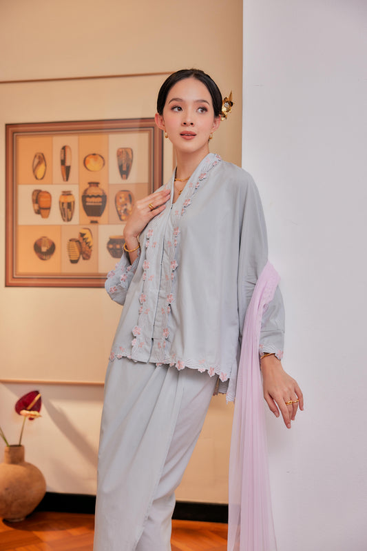 Perak - Indah Melur Sulam Kebaya Cotton Set