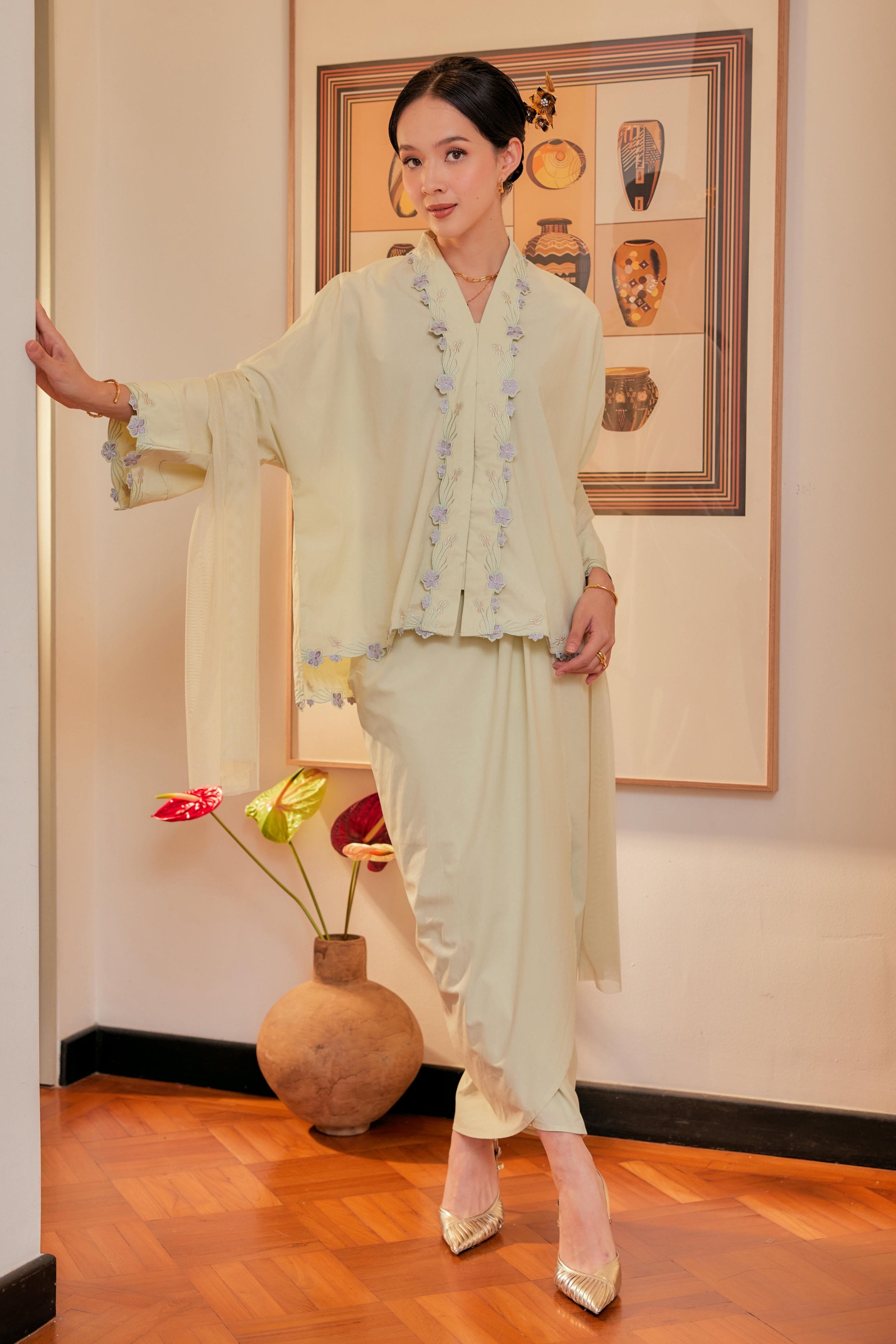 Indah Melur Sulam Kebaya Cotton Set