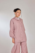 05 - Blush - Pure Hemp Linen Button-Up Hooded Jacket