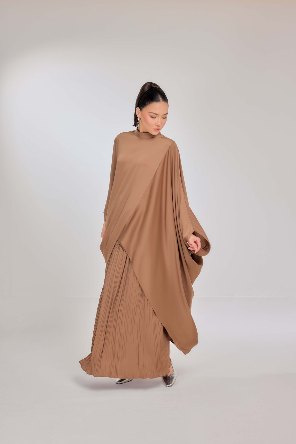 06 - Toffee - Chanela Full Sleeve Kurung with Pleated Skirt Set