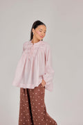 14 - The Heirloom Wave-Pleated Pure Linen Blouse in Penelope Pink