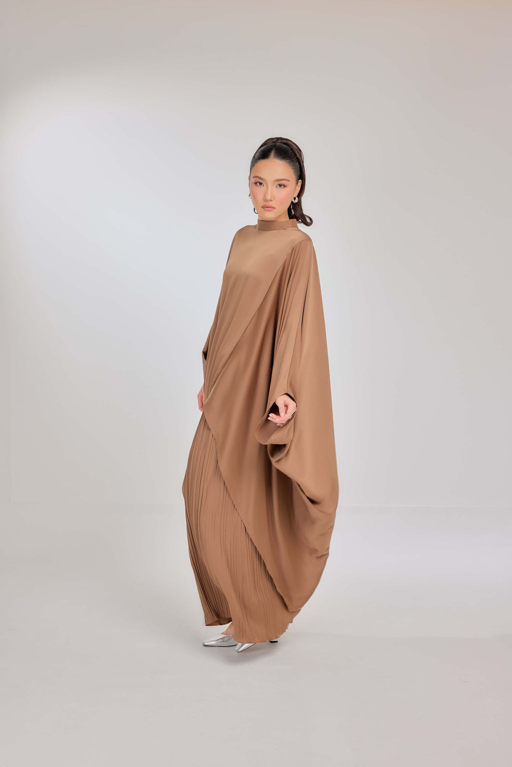 06 - Toffee - Chanela Full Sleeve Kurung with Pleated Skirt Set