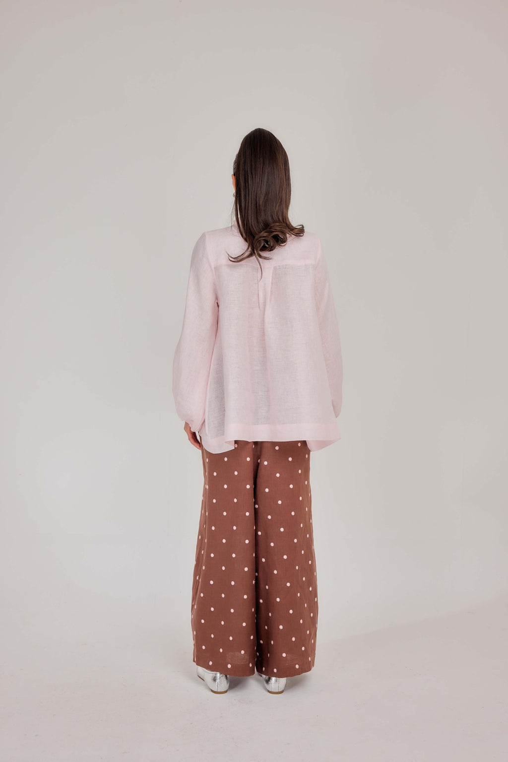 14 - The Heirloom Wave-Pleated Pure Linen Blouse in Penelope Pink