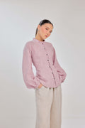 08 - Strawberry French Cruller Striped - Grand Tralala Pure Linen Shirt With Mother Of Pearl Buttons