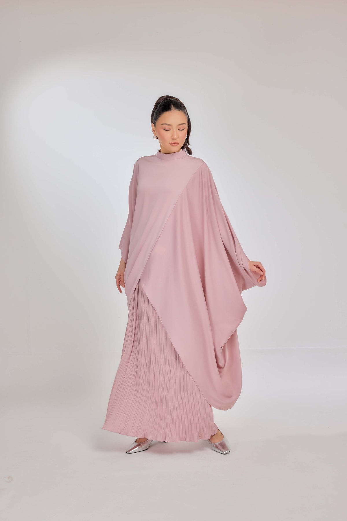13 - Ballerina Pink - Chanela Full Sleeve Kurung with Pleated Skirt Set