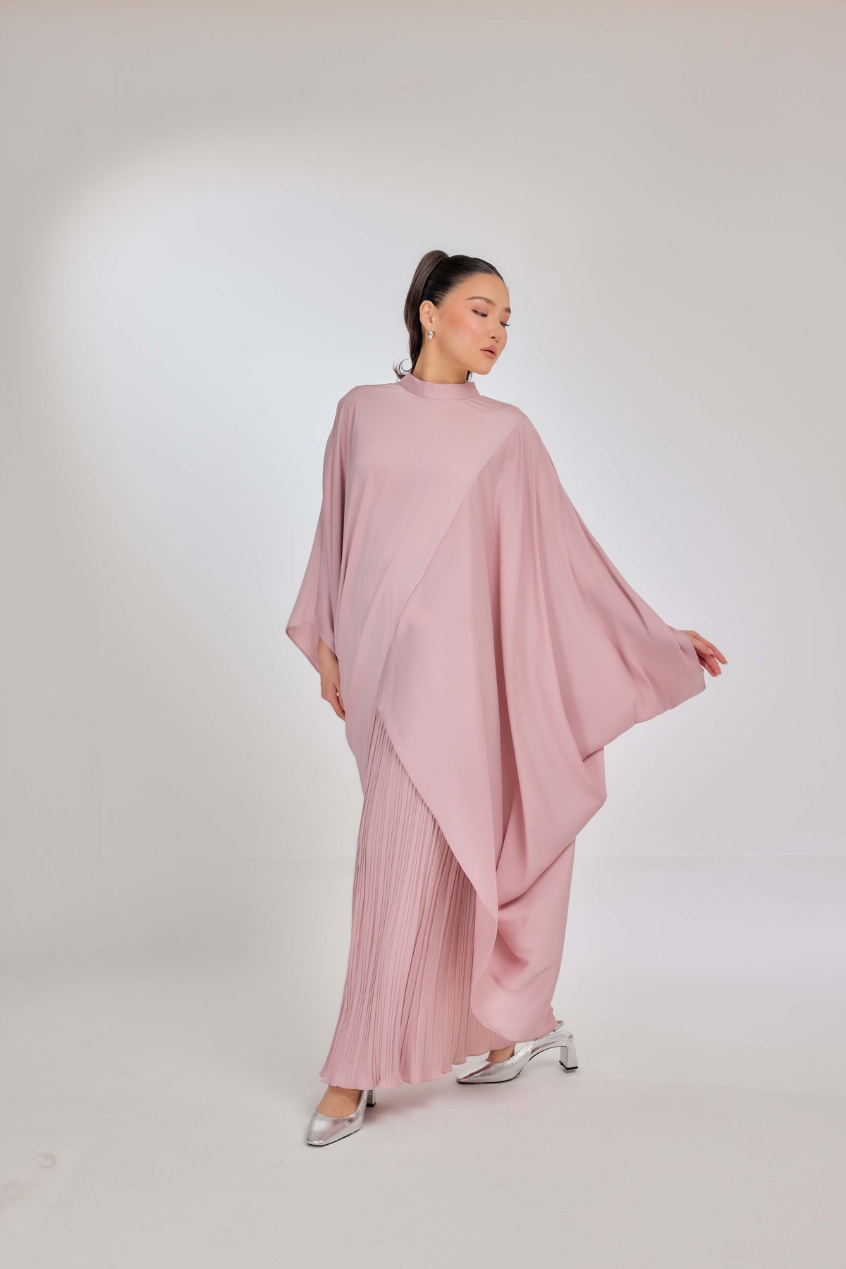 13 - Ballerina Pink - Chanela Full Sleeve Kurung with Pleated Skirt Set