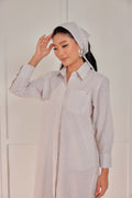 100% Cotton Striped Shirt Dress (Full Lining) - Vanilla Frost