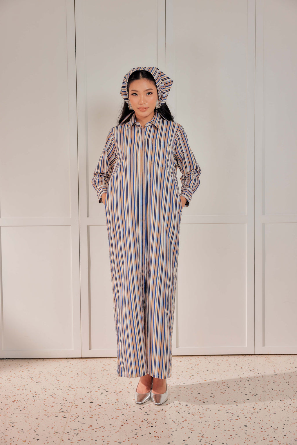 100% Cotton Striped Shirt Dress - Blueberry Pie