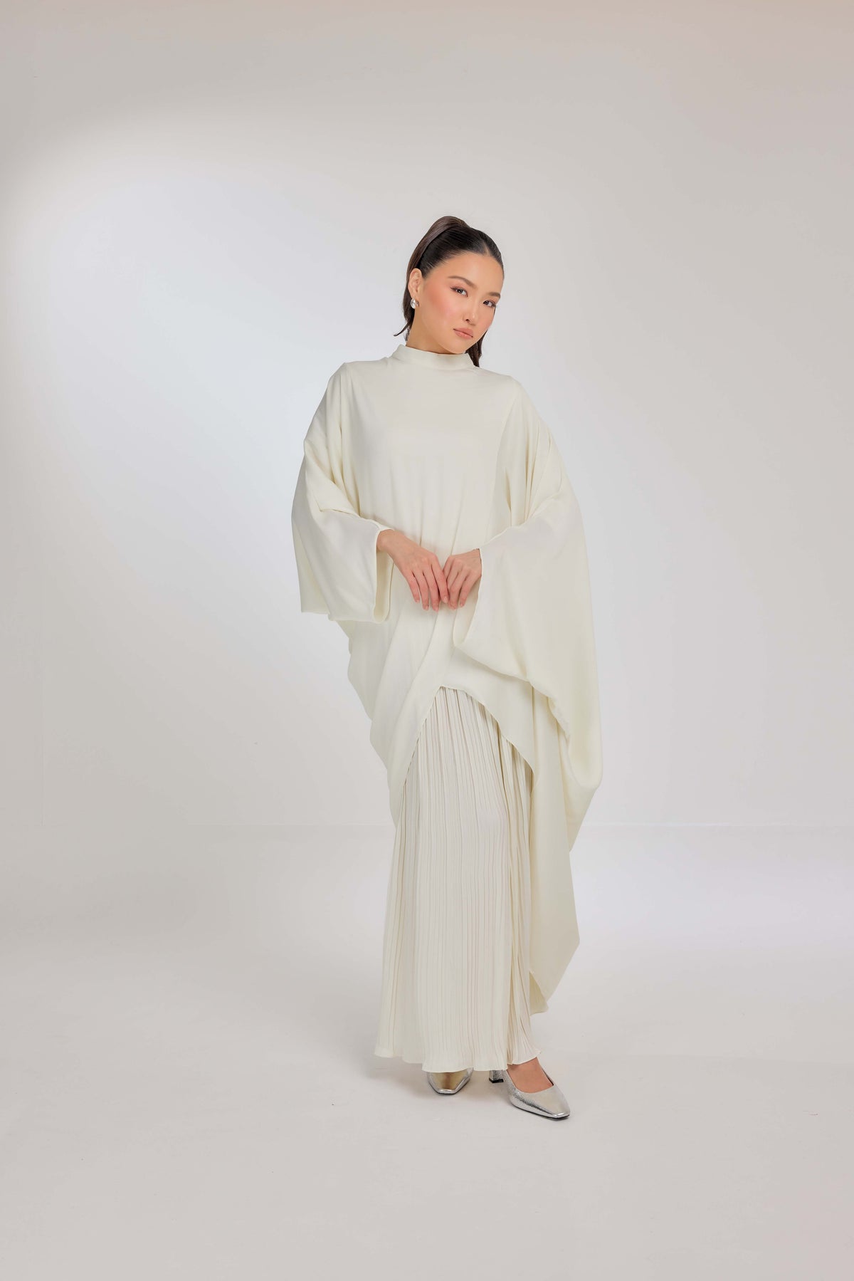 10 - Buttercream - Chanela Full Sleeve Kurung with Pleated Skirt Set