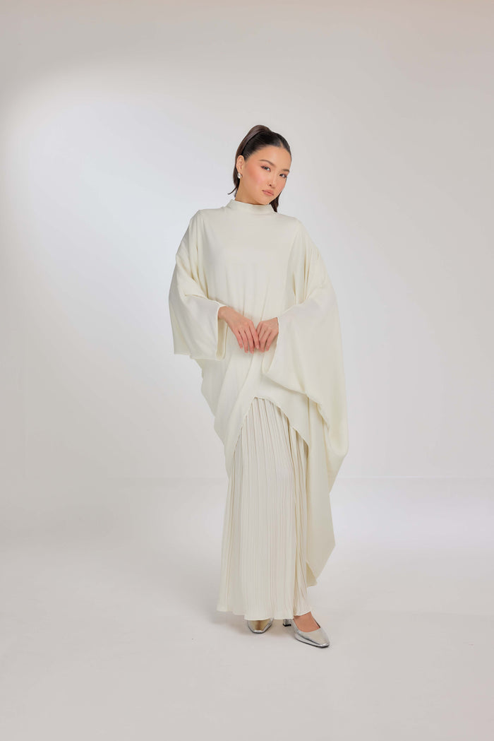 10 - Buttercream - Chanela Full Sleeve Kurung with Pleated Skirt Set