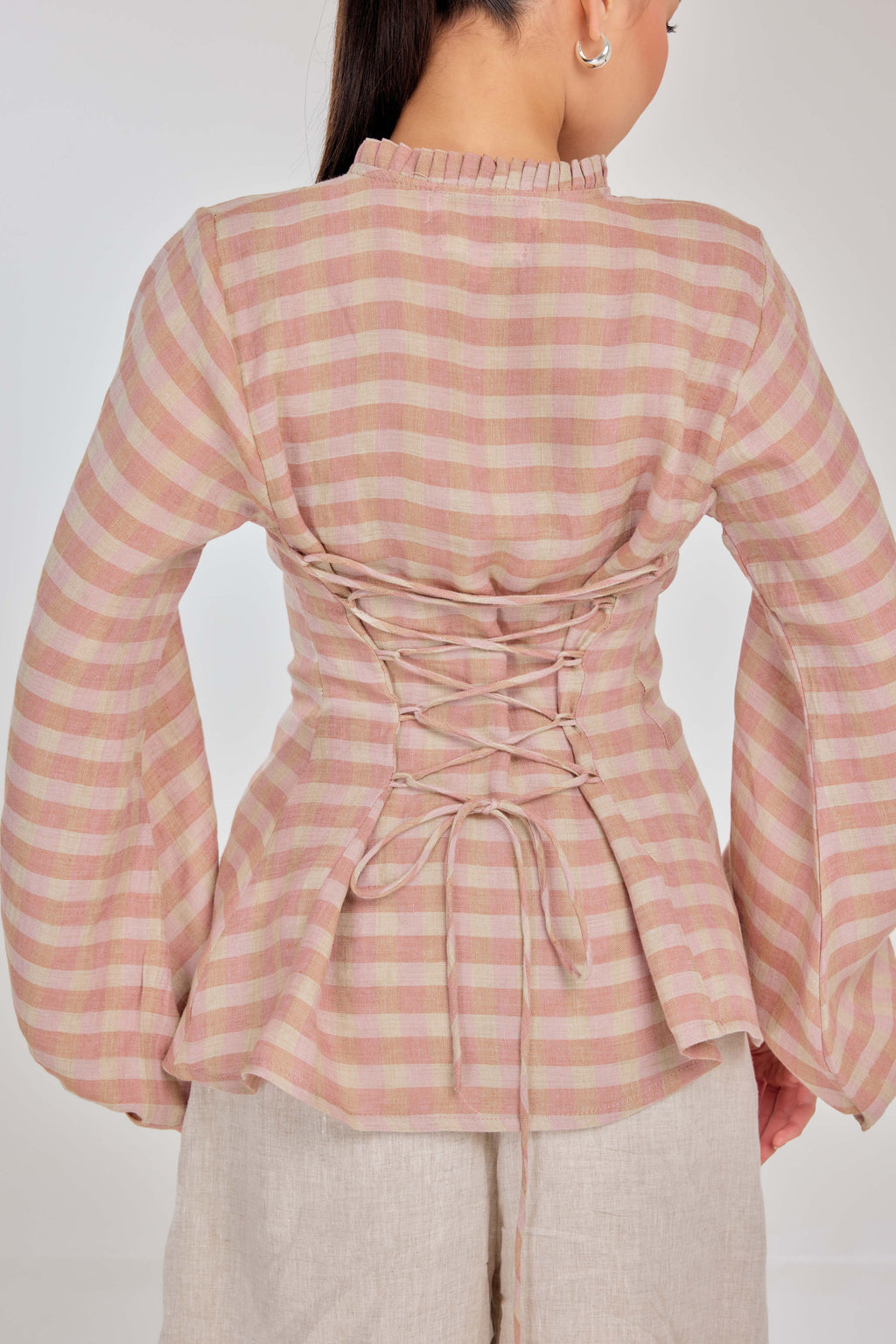 04 - Primrose-Check - Grand Tralala Pure Linen Shirt With Mother Of Pearl Buttons