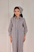100% Cotton Striped Shirt Dress - Blueberry Pie
