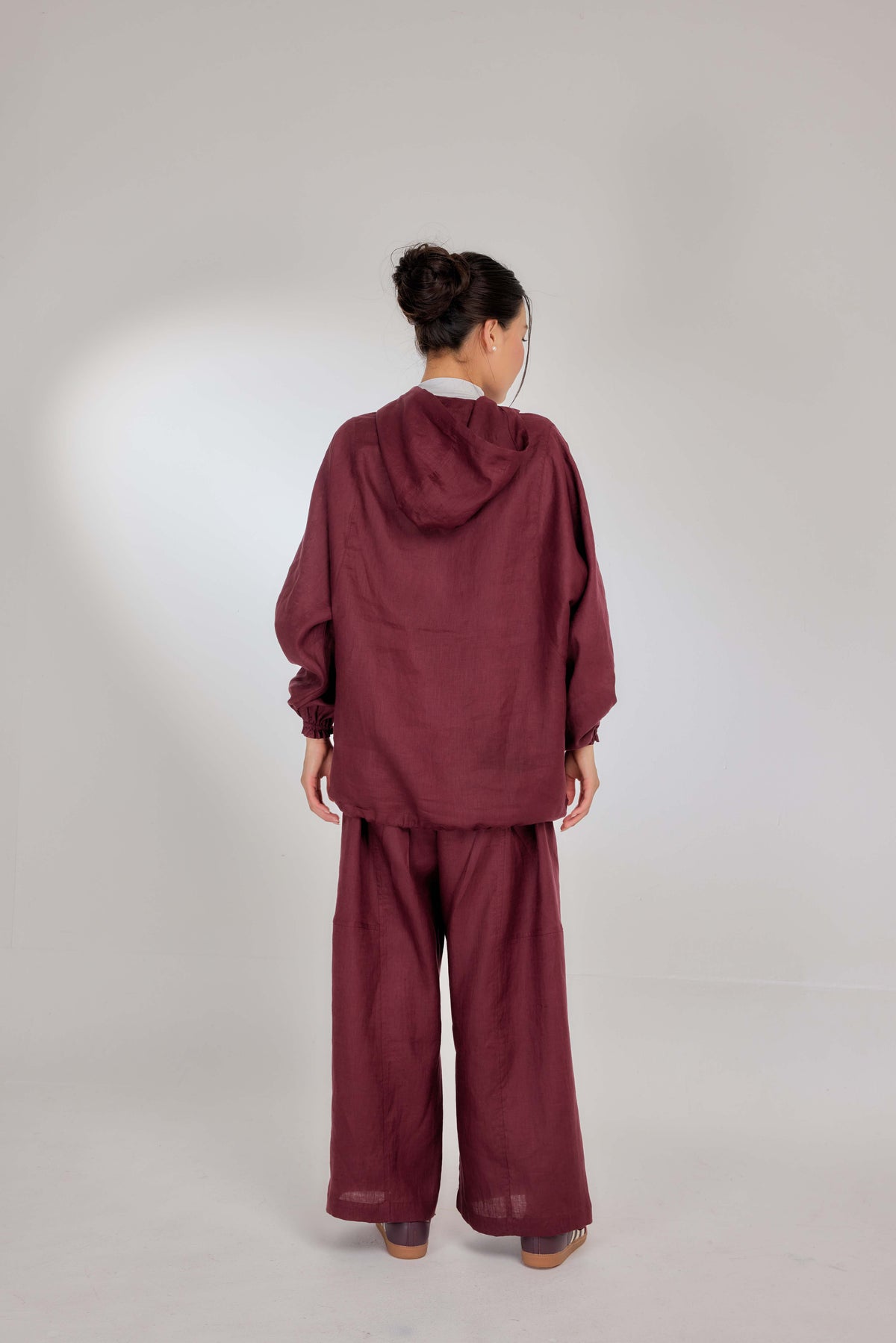 07 - Crimson - Pure Hemp Linen Button-Up Hooded Jacket
