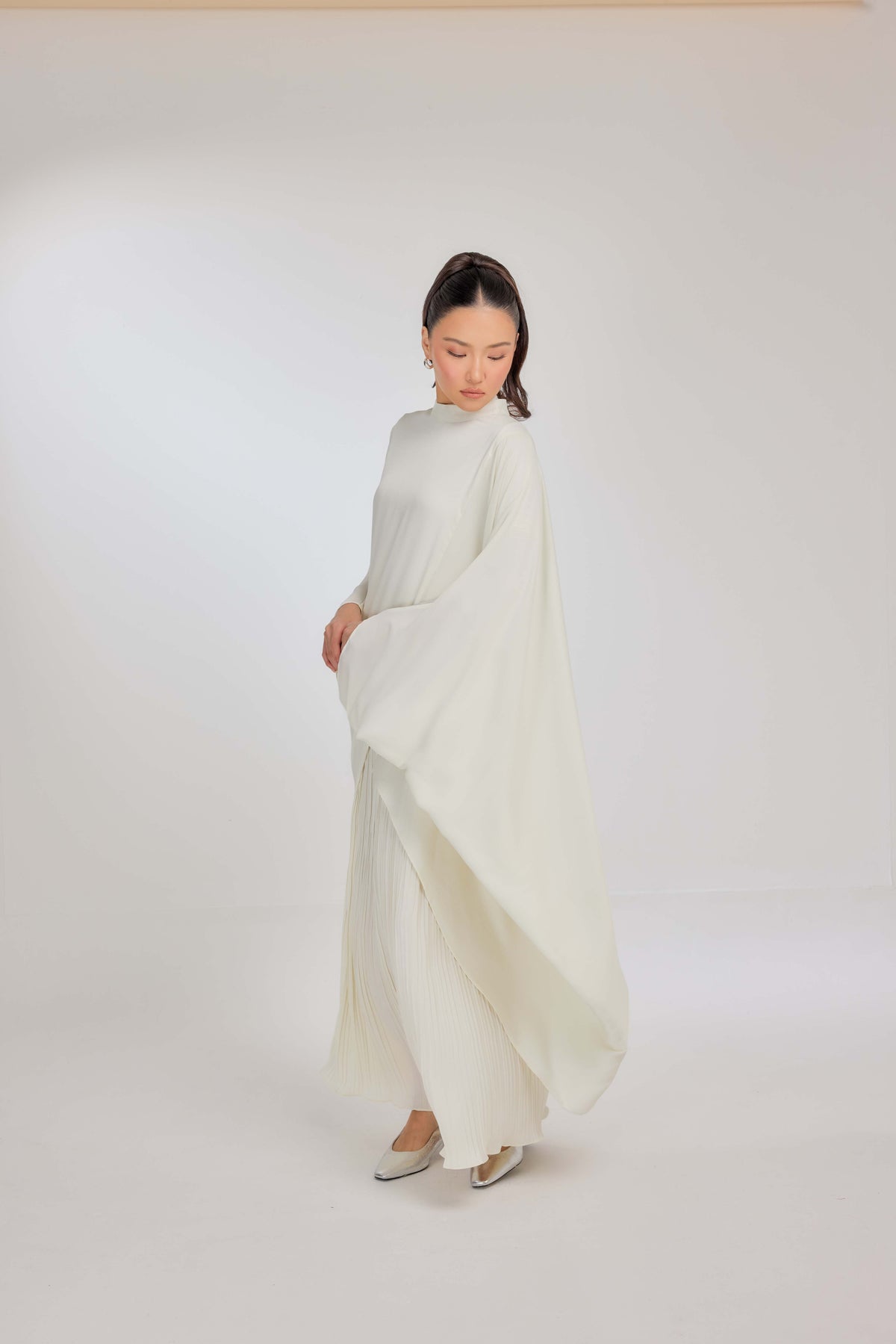 10 - Buttercream - Chanela Full Sleeve Kurung with Pleated Skirt Set
