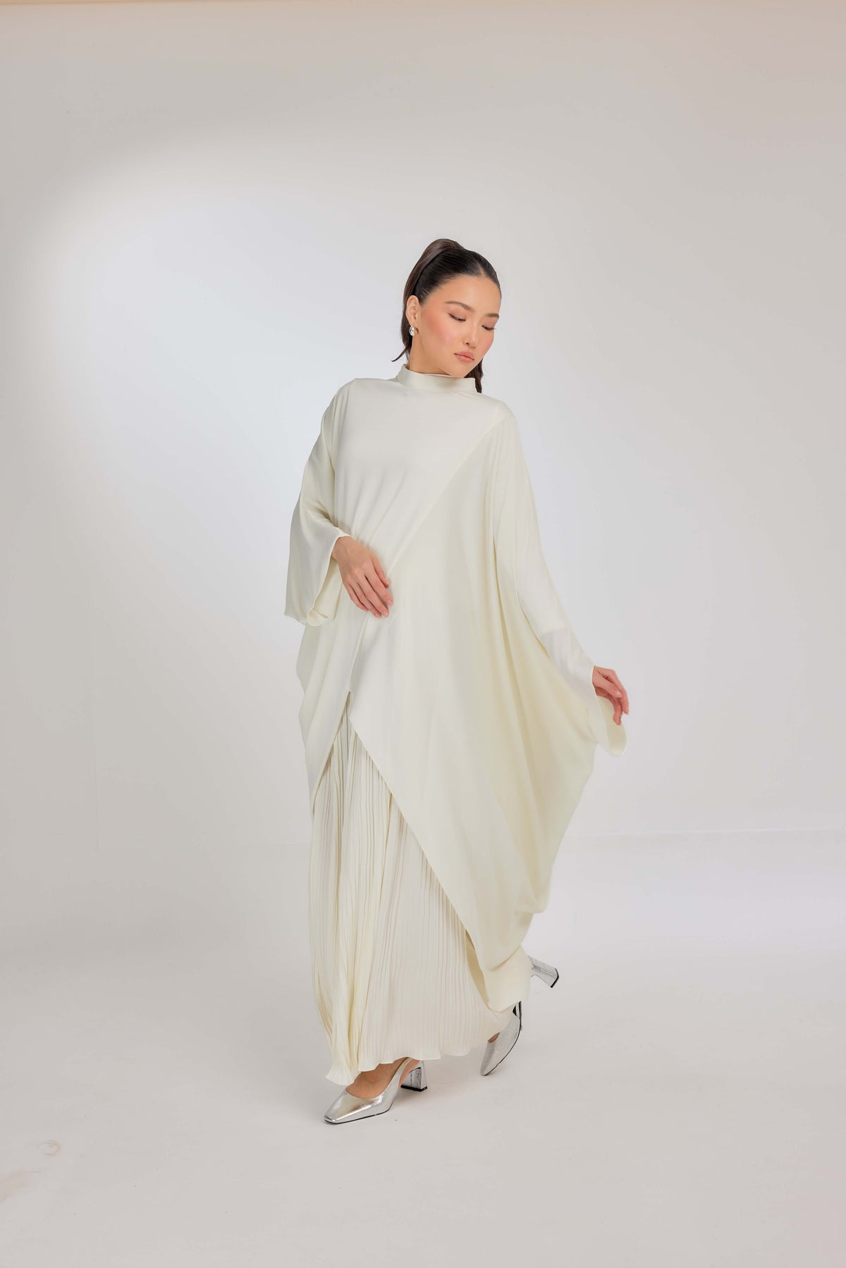 10 - Buttercream - Chanela Full Sleeve Kurung with Pleated Skirt Set