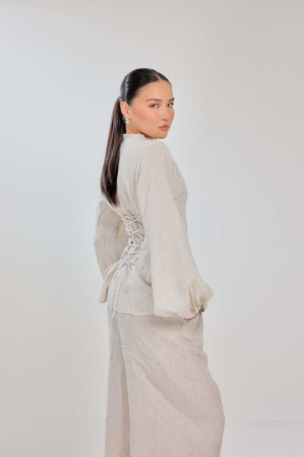05 - Natural Stripes - Grand Tralala Pure Linen Shirt With Mother Of Pearl Buttons